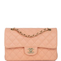 Chanel bag Small Classic Double Flap Peach Lambskin Light Gold Hardware