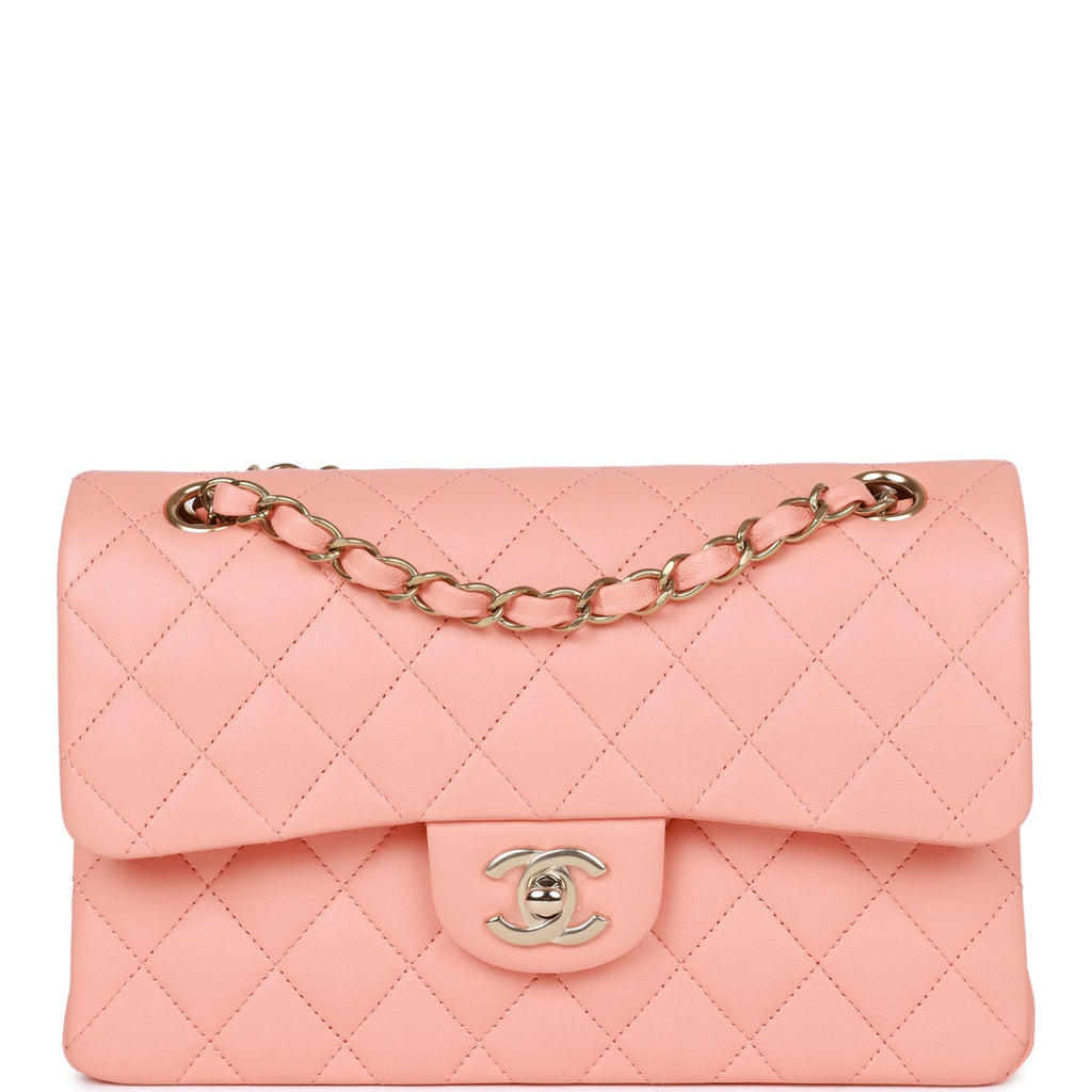 Chanel bag Small Classic Double Flap Pink Lambskin Light Gold Hardware