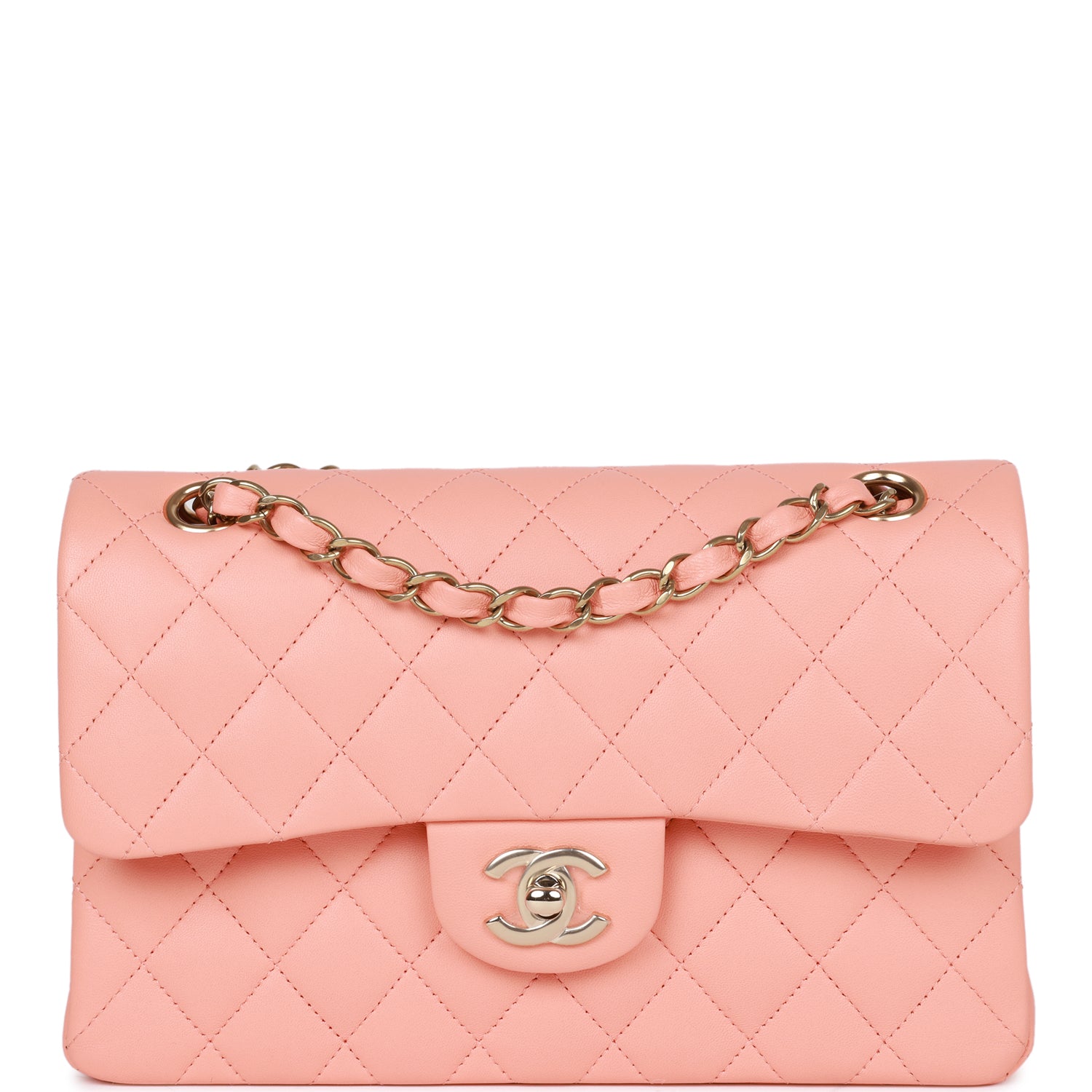 Chanel bag Small Classic Double Flap Pink Lambskin Light Gold Hardware