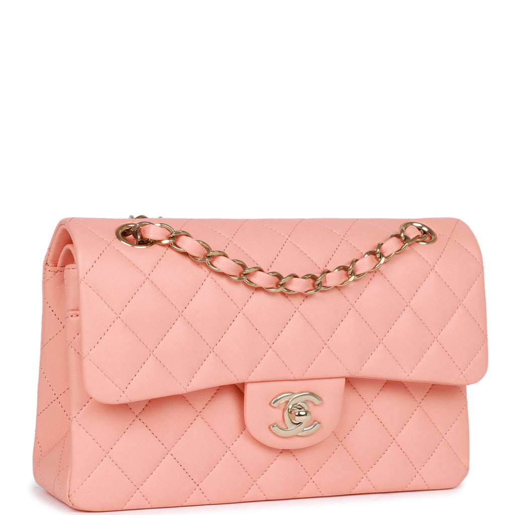 Chanel bag Small Classic Double Flap Pink Lambskin Light Gold Hardware