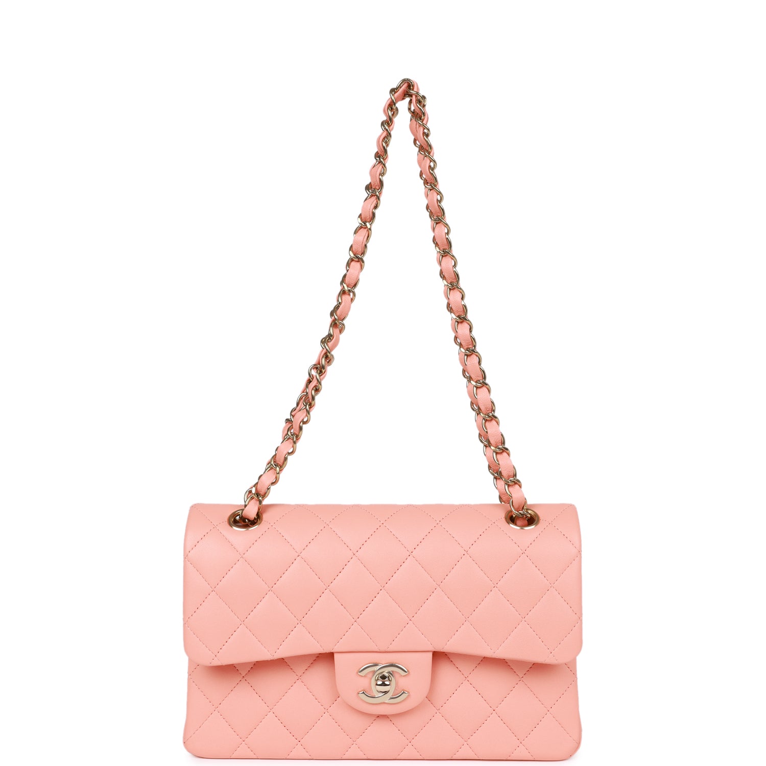 Chanel bag Small Classic Double Flap Pink Lambskin Light Gold Hardware