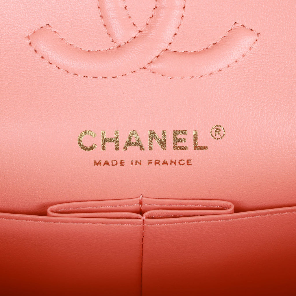 Chanel bag Small Classic Double Flap Pink Lambskin Light Gold Hardware