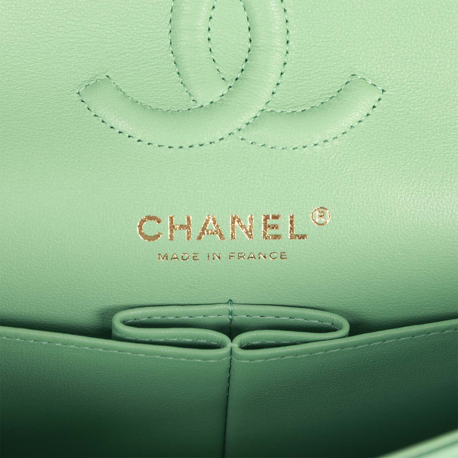 Chanel bagSmall Classic Double Flap Green Caviar Light Gold Hardware