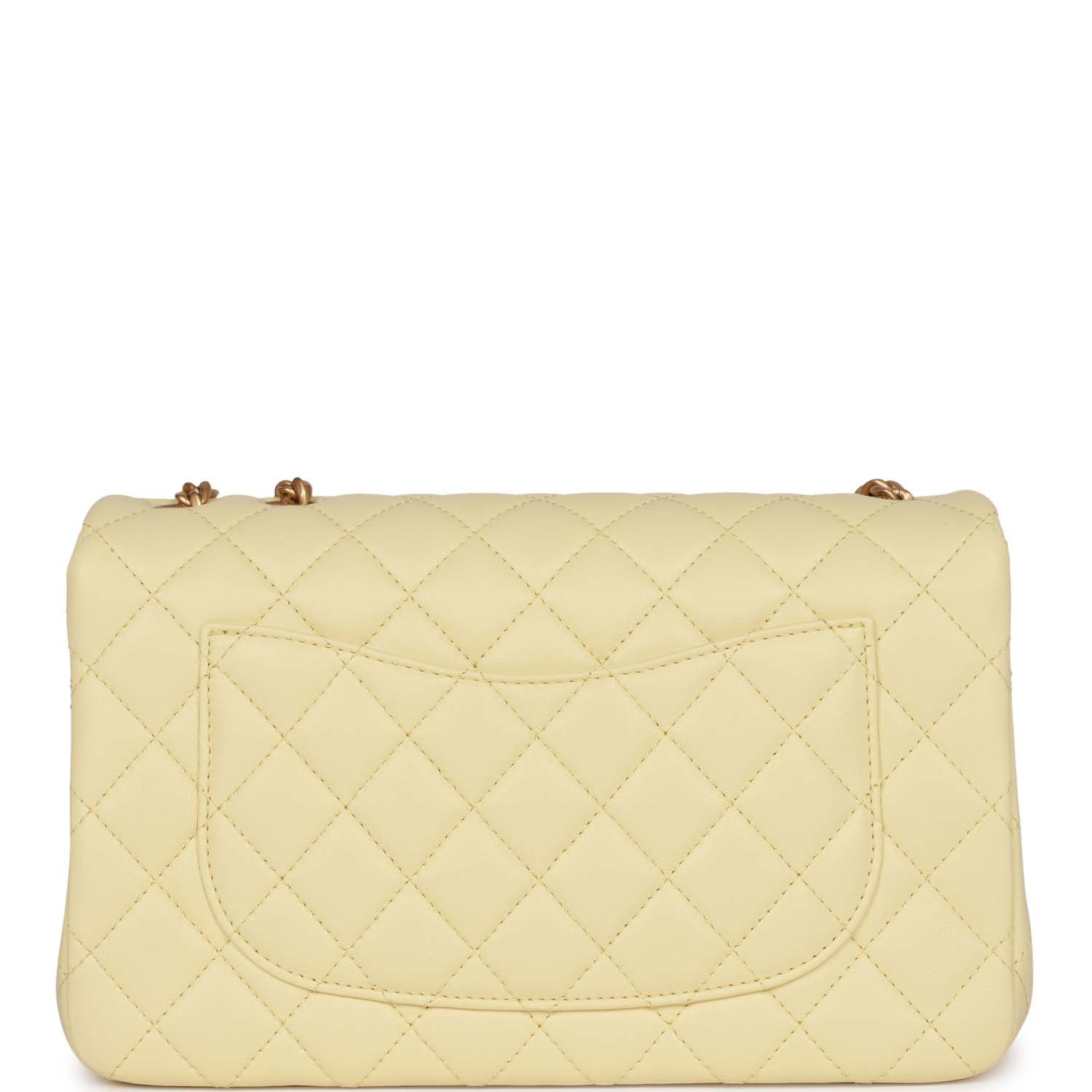 Chanel Camellia Crush Medium Flap Yellow Lambskin Antique Gold Hardware