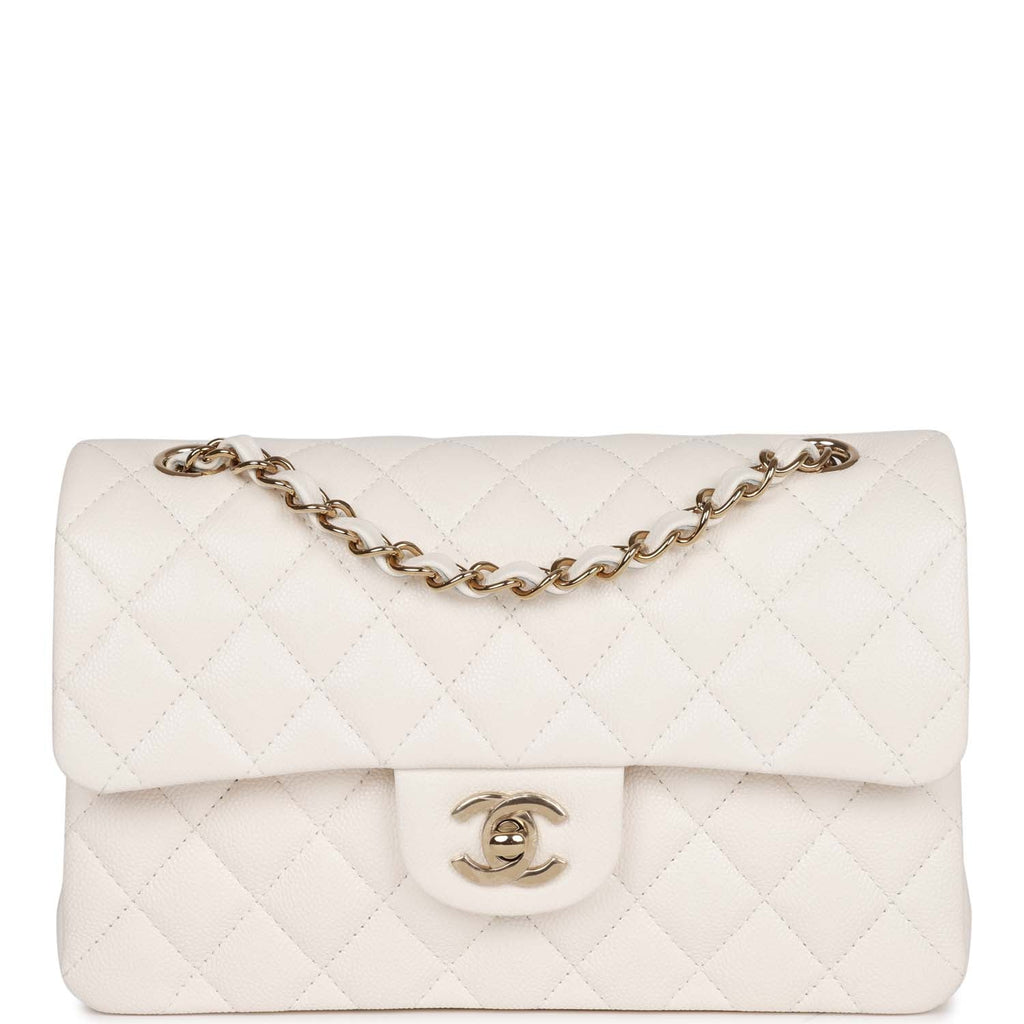 Chanel bag Small Classic Double Flap Bag White Caviar Light Gold Hardware
