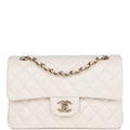 Chanel bag Small Classic Double Flap Bag White Caviar Light Gold Hardware
