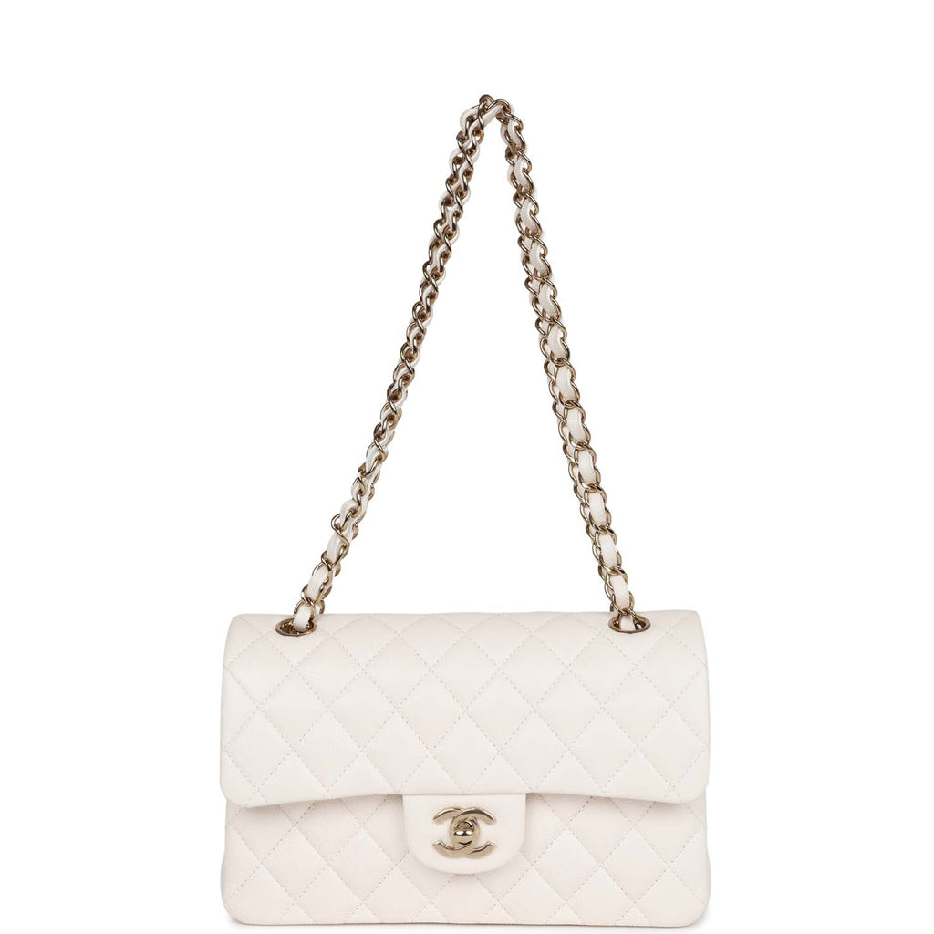 Chanel bag Small Classic Double Flap Bag White Caviar Light Gold Hardware