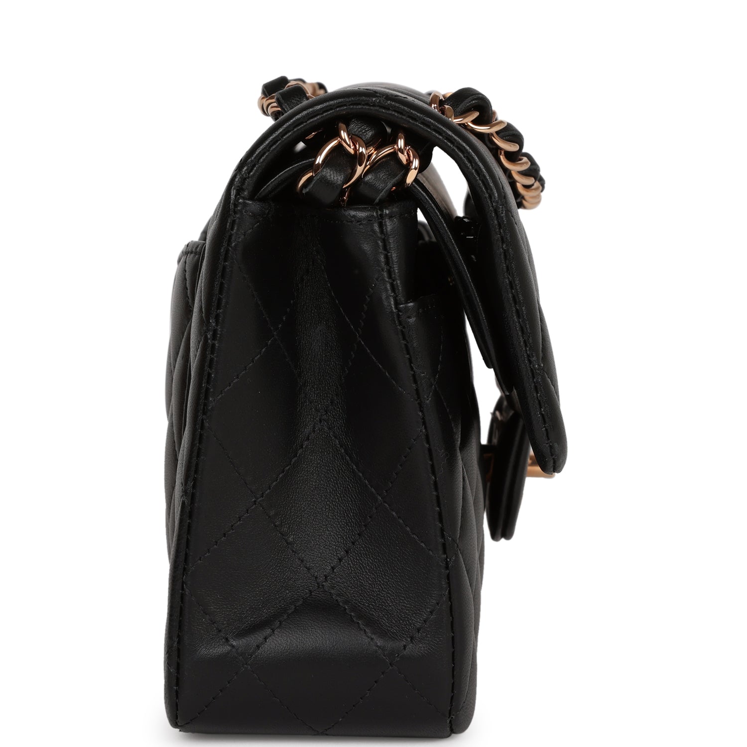 Chanel a bag Small Classic Double Flap Bag Black Lambskin Rose Gold Hardware