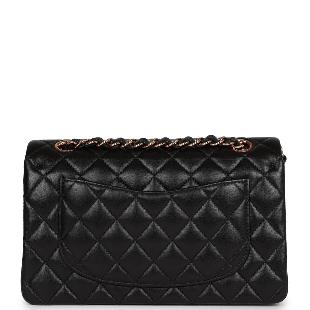 Chanel a bag Small Classic Double Flap Bag Black Lambskin Rose Gold Hardware