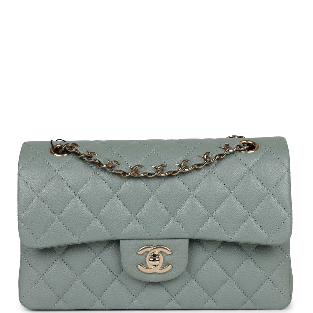 Chanel bag Small Classic Double Flap Bag Light Blue Caviar Light Gold Hardware