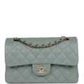 Chanel bag Small Classic Double Flap Bag Light Blue Caviar Light Gold Hardware