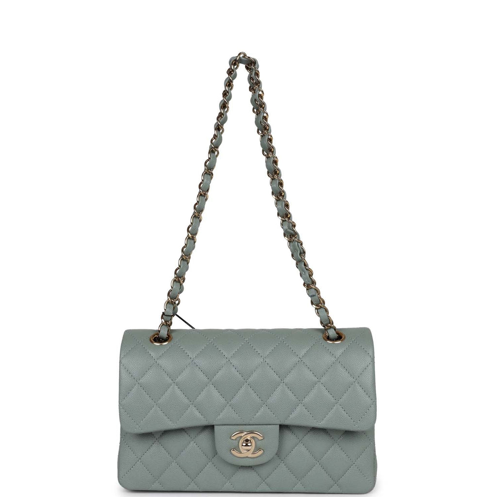 Chanel bag Small Classic Double Flap Bag Light Blue Caviar Light Gold Hardware