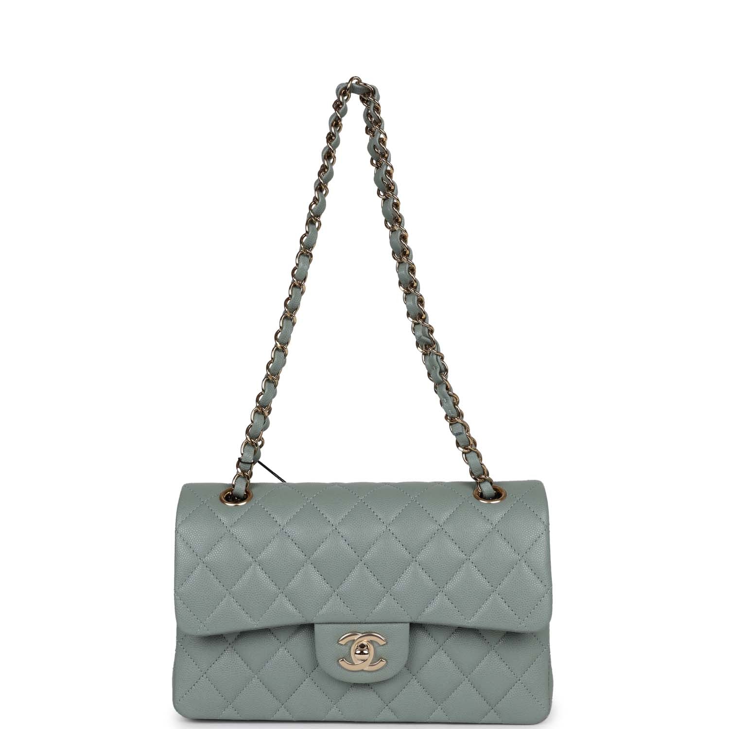 Chanel bag Small Classic Double Flap Bag Light Blue Caviar Light Gold Hardware
