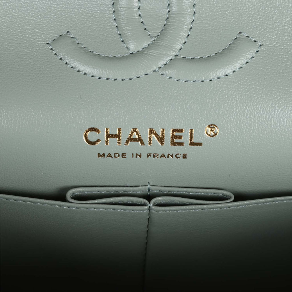 Chanel bag Small Classic Double Flap Bag Light Blue Caviar Light Gold Hardware