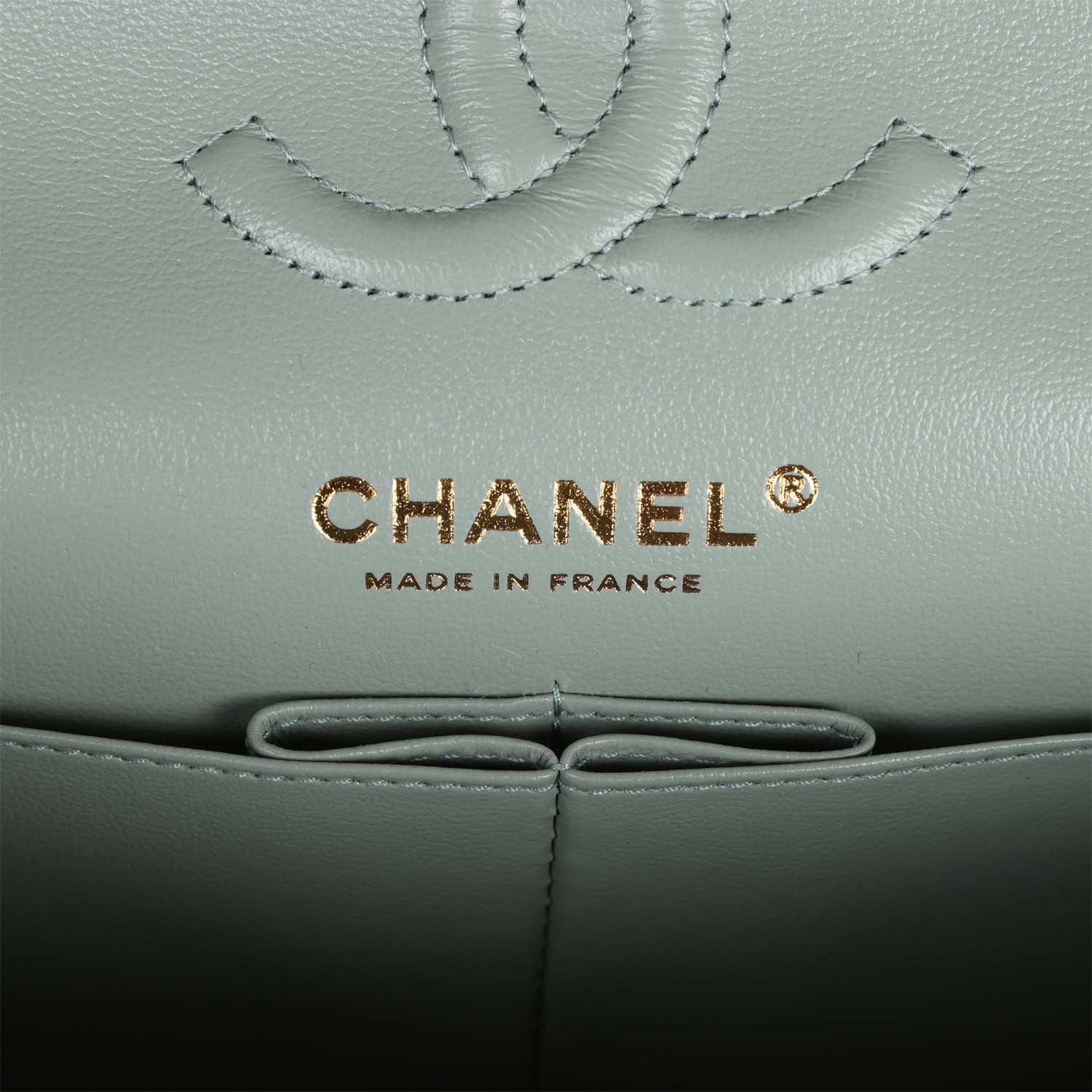 Chanel bag Small Classic Double Flap Bag Light Blue Caviar Light Gold Hardware