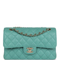 Chanel bag Small Classic Double Flap Turquoise Iridescent Caviar Light Gold Hardware