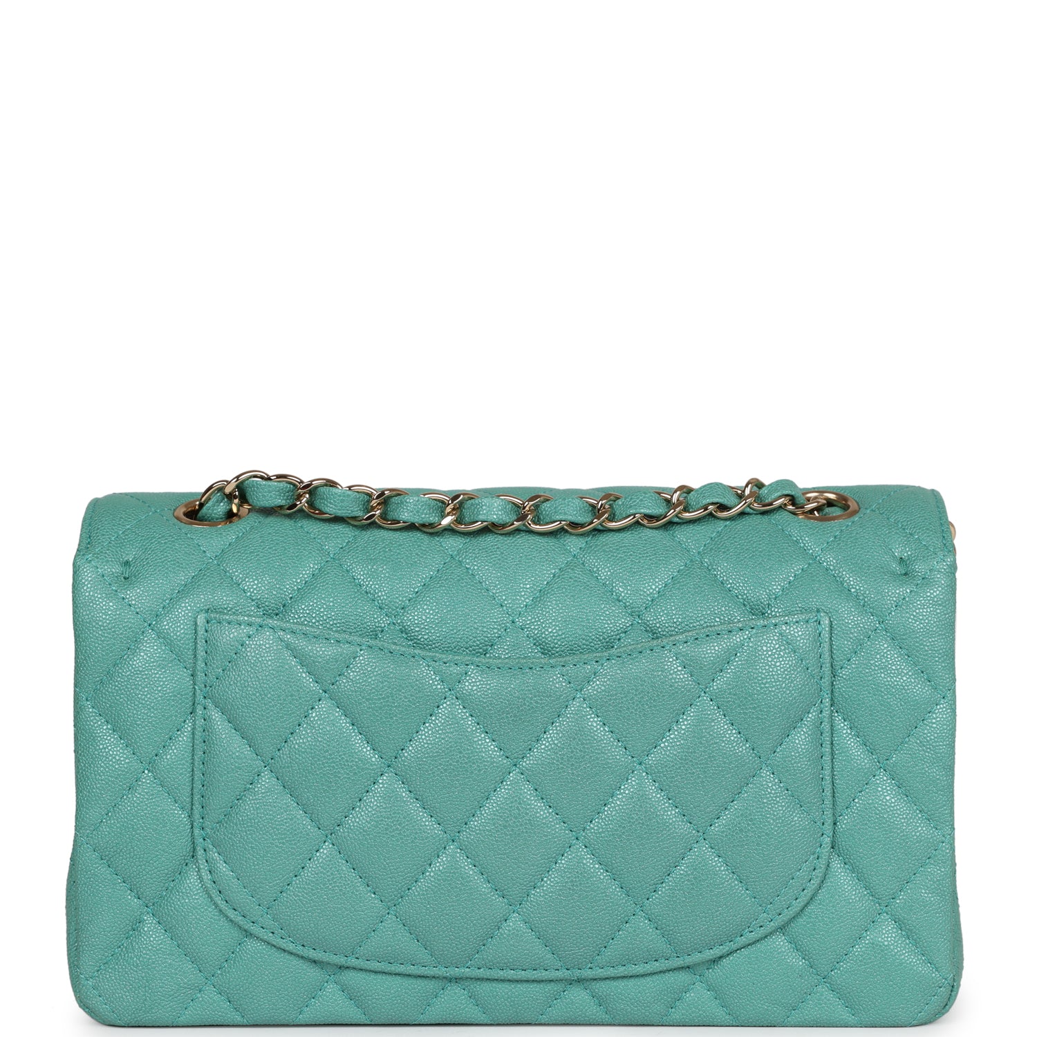 Chanel bag Small Classic Double Flap Turquoise Iridescent Caviar Light Gold Hardware