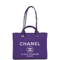 Chanel Small Deauville Shopping Bag Purple Canvas Gold Hardware