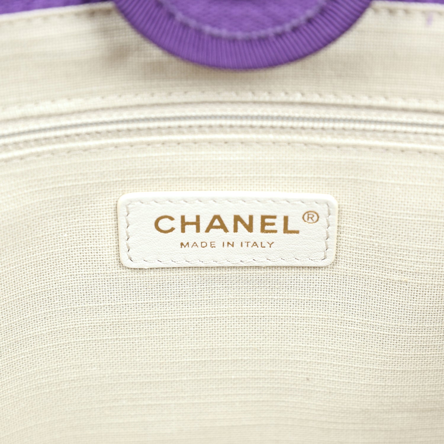 Chanel Small Deauville Shopping Bag Purple Canvas Gold Hardware