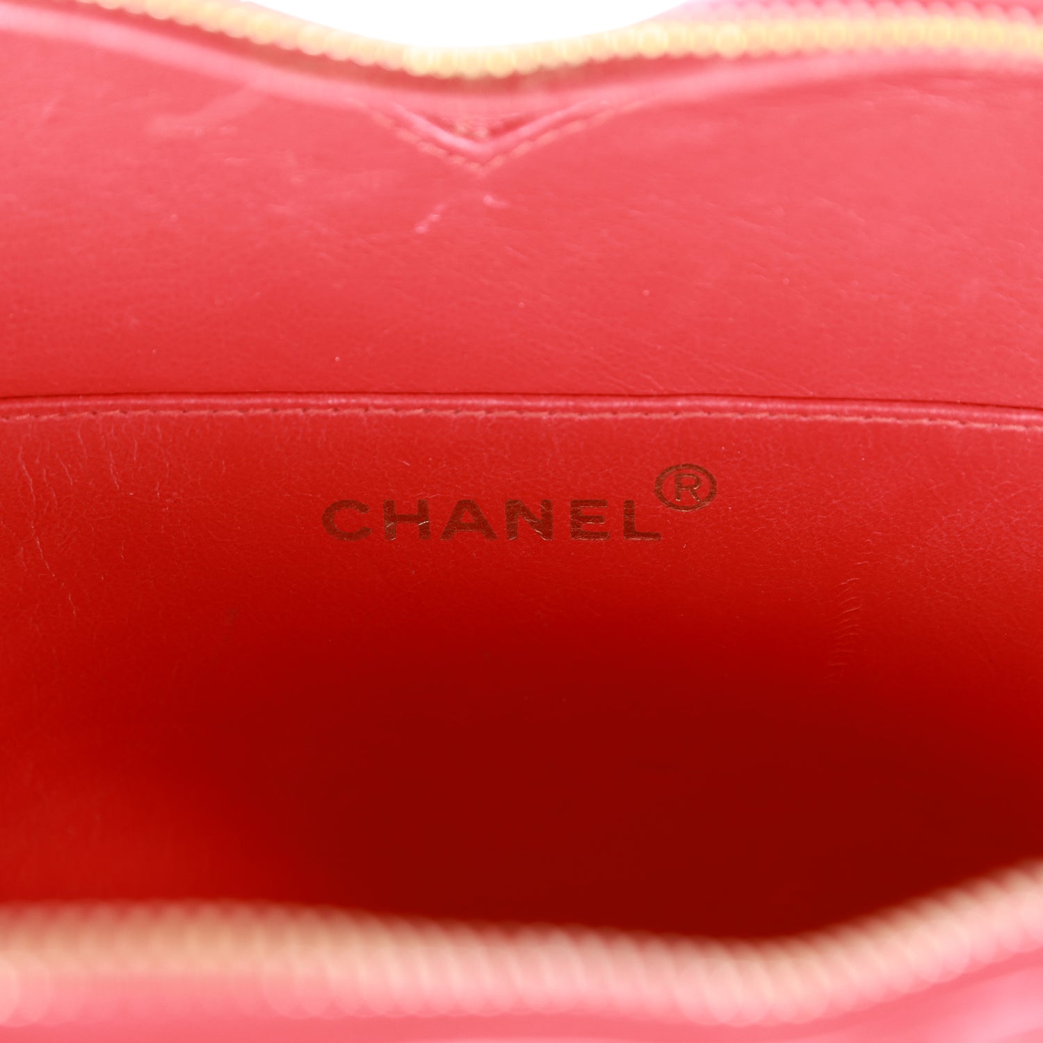 Vintage Chanel Heart Vanity Bag Red and Black Patent Antique Gold Hardware