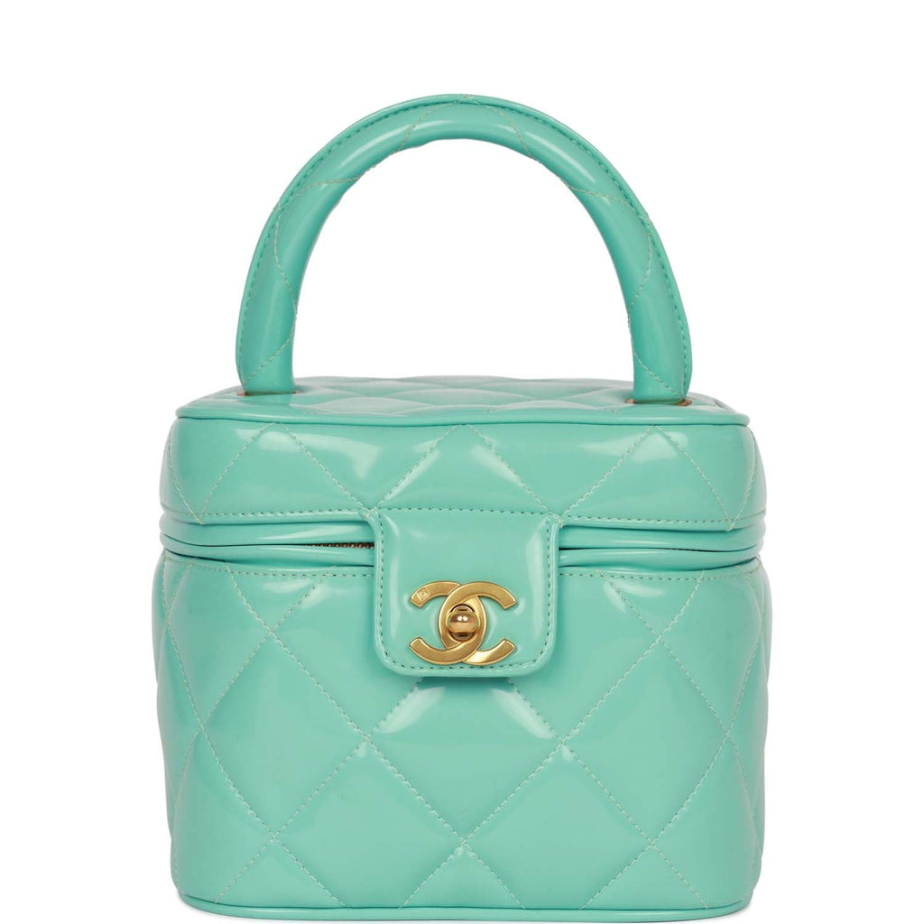 Vintage Chanel Vanity Heart Mirror Bag Turquoise Patent Gold Hardware - Payment 2