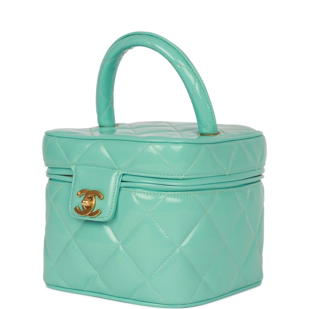 Vintage Chanel Vanity Heart Mirror Bag Turquoise Patent Gold Hardware - Payment 2