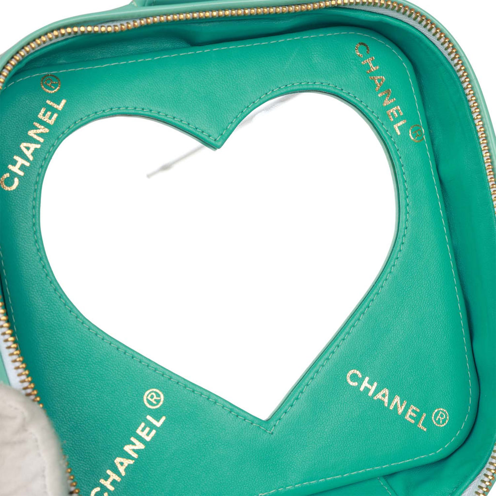 Vintage Chanel Vanity Heart Mirror Bag Turquoise Patent Gold Hardware - Payment 1