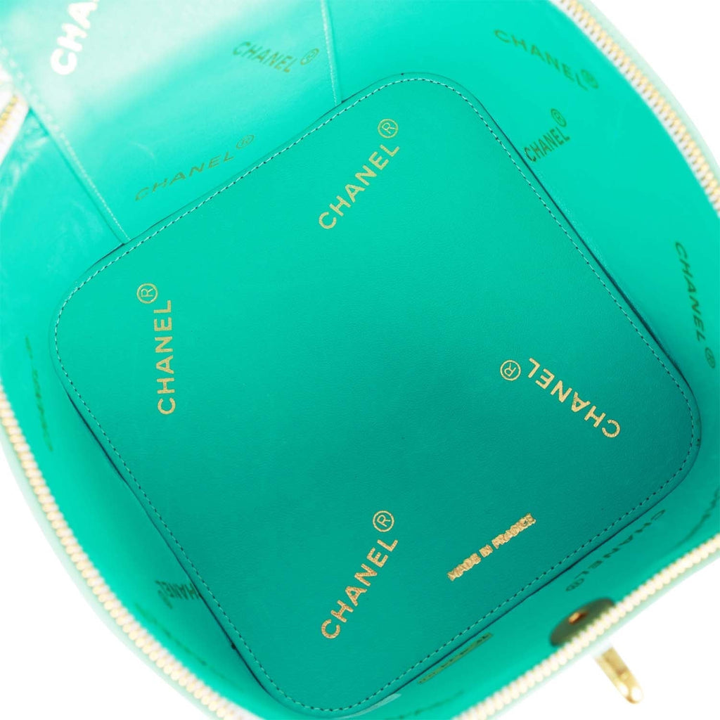 Vintage Chanel Vanity Heart Mirror Bag Turquoise Patent Gold Hardware - Payment 2