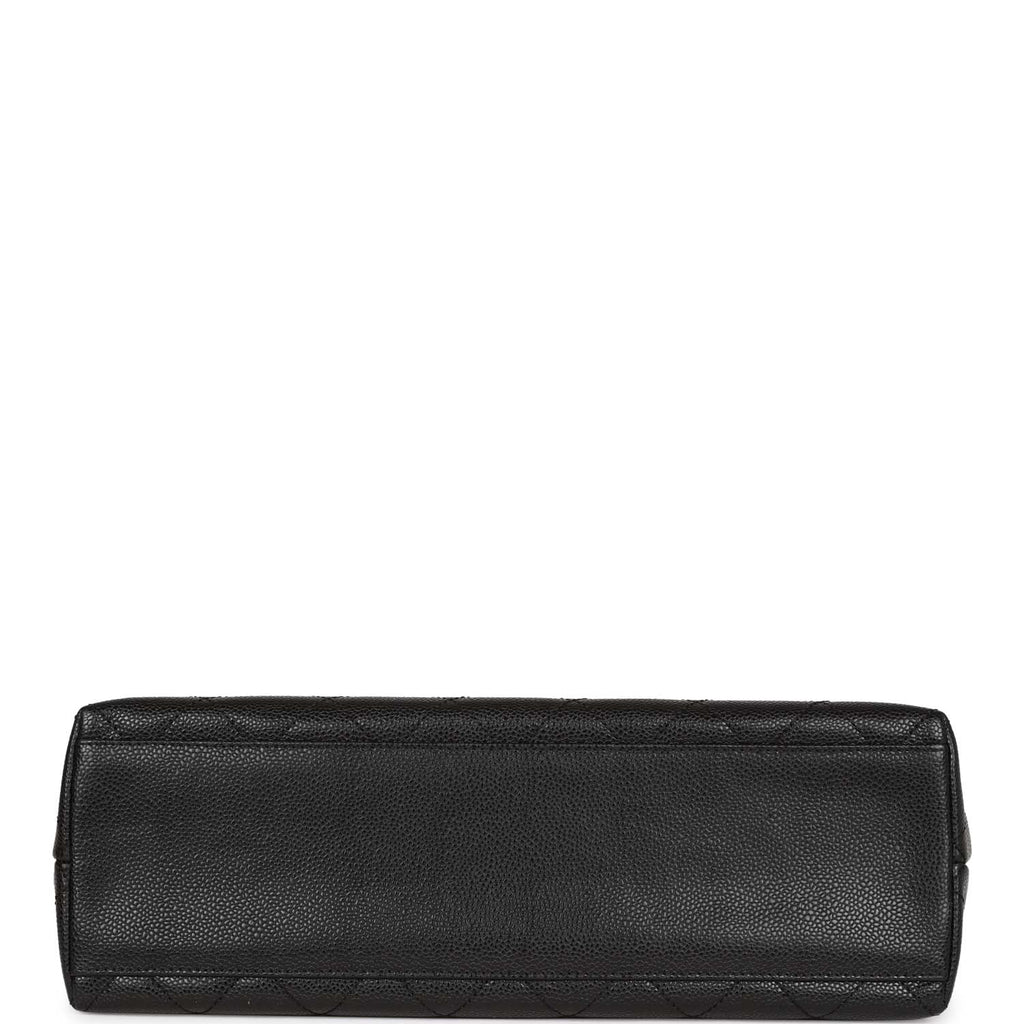 Vintage Chanel Wood Top Handle Bag Black Caviar Gold Hardware