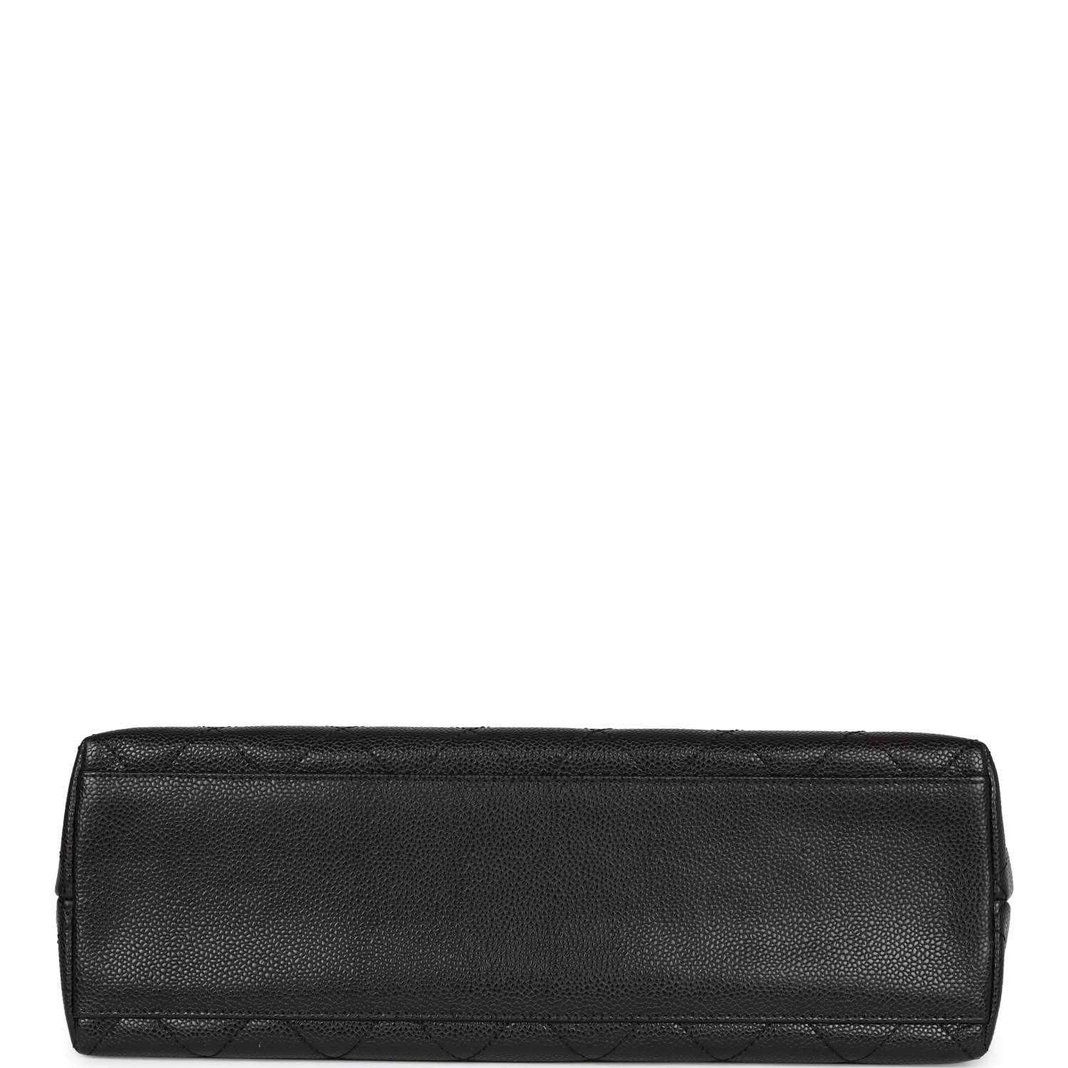 Vintage Chanel Wood Top Handle Bag Black Caviar Gold Hardware