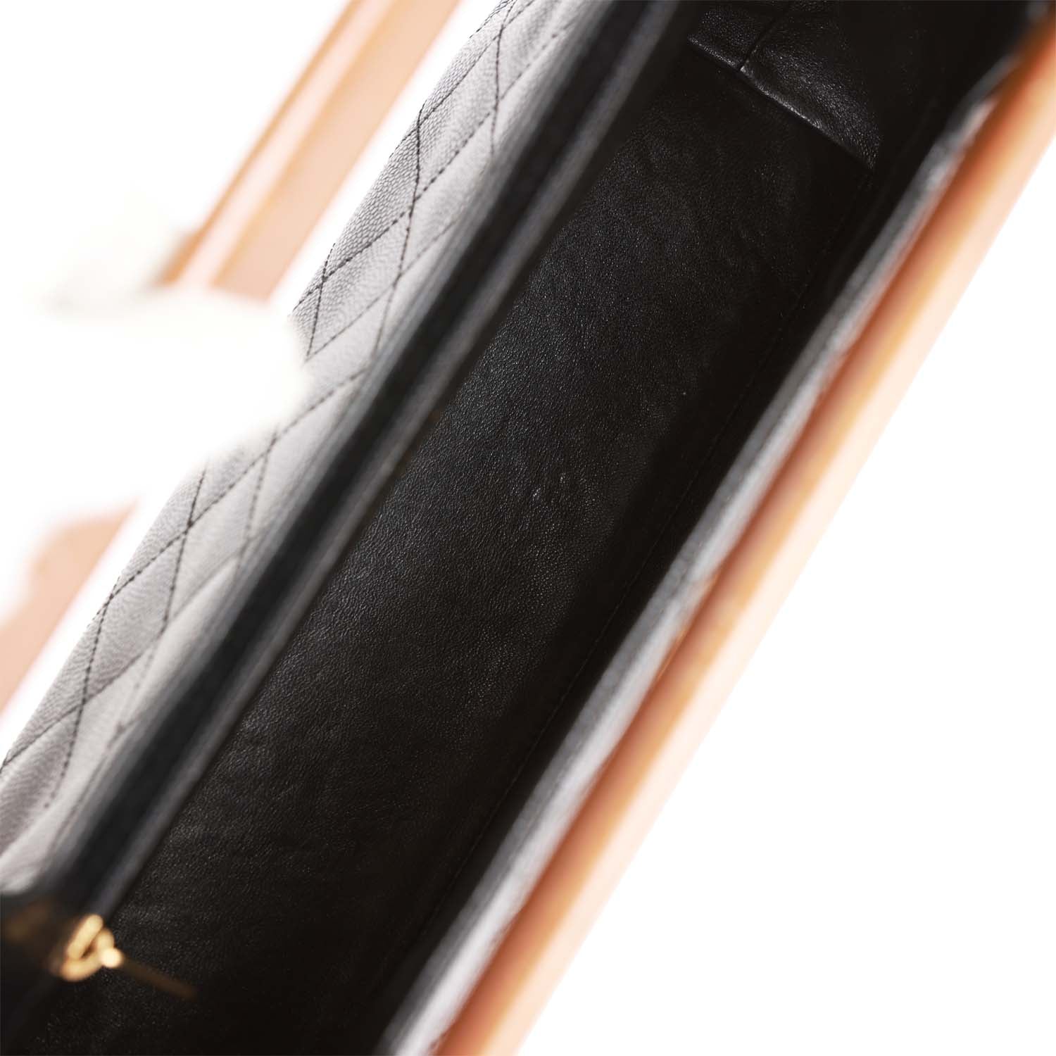 Vintage Chanel Wood Top Handle Bag Black Caviar Gold Hardware