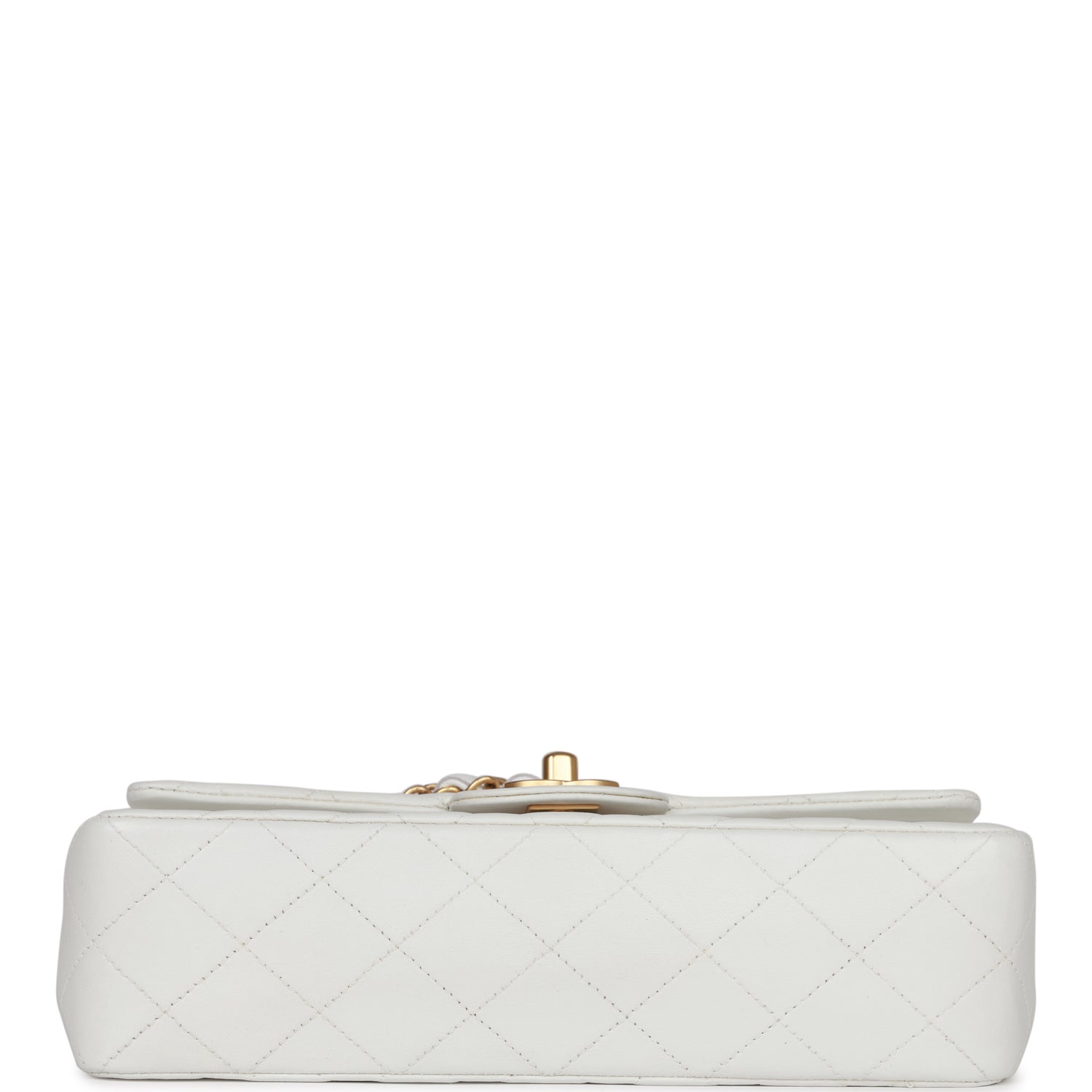Vintage Chanel Small Classic Double Flap White Lambskin Gold Hardware