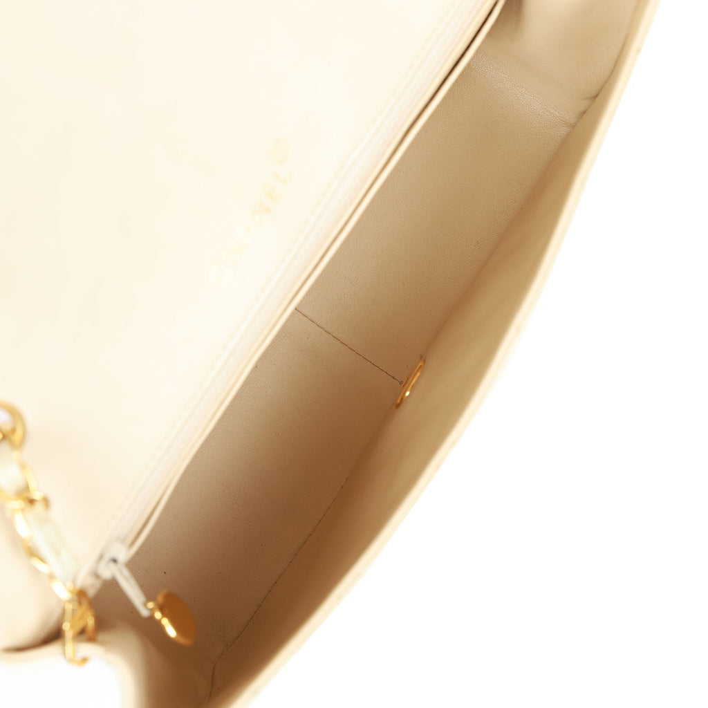 Vintage Chanel Medium Diana Flap Bag Ivory Lambskin Gold Hardware