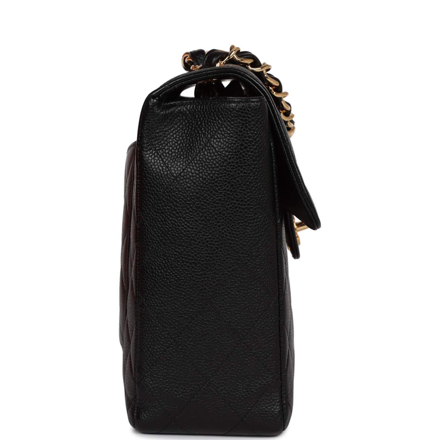 Vintage Chanel Jumbo Classic Single Flap Bag Black Caviar Gold Hardware