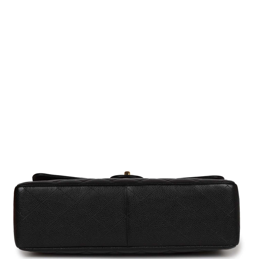 Vintage Chanel Jumbo Classic Single Flap Bag Black Caviar Gold Hardware