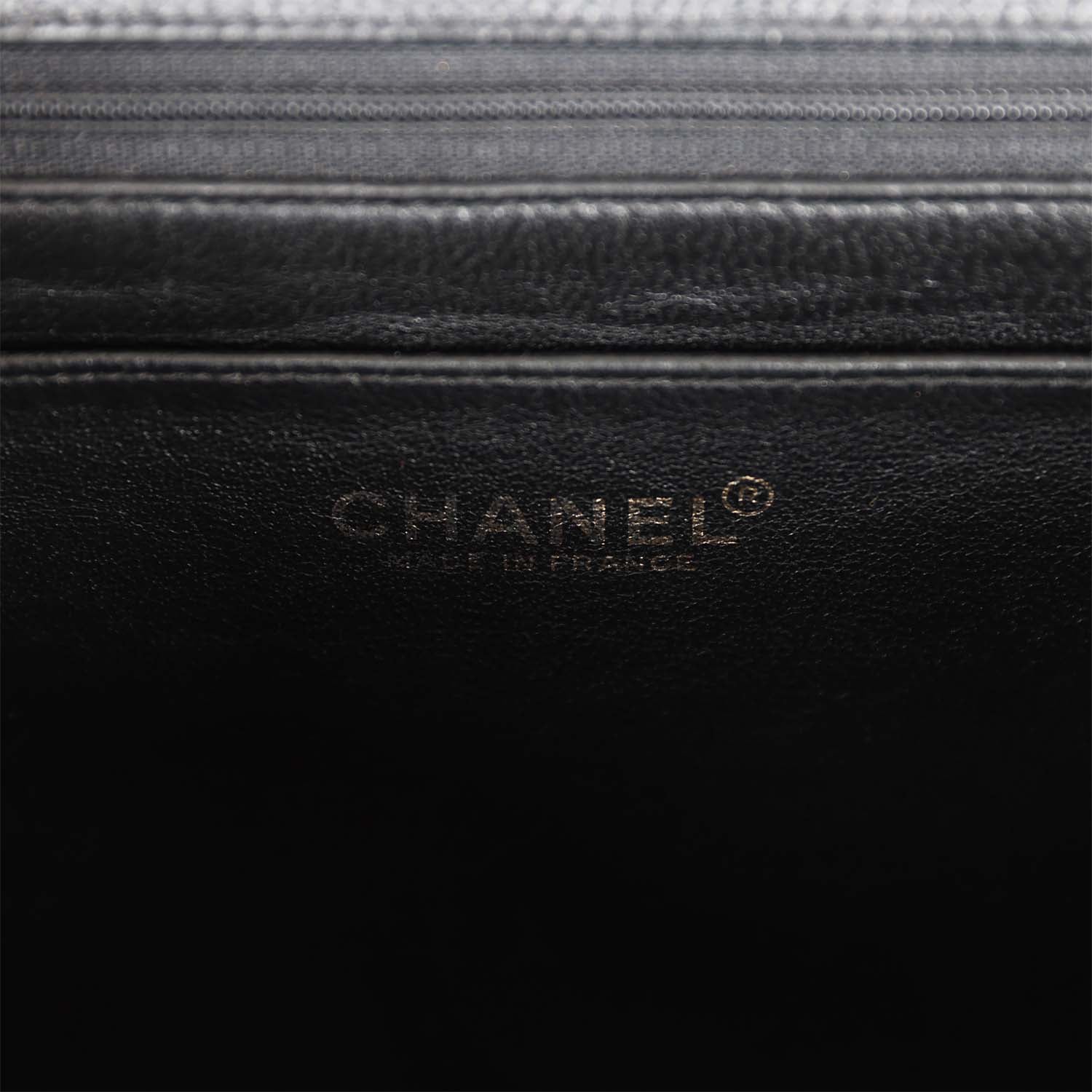 Vintage Chanel Jumbo Classic Single Flap Bag Black Caviar Gold Hardware