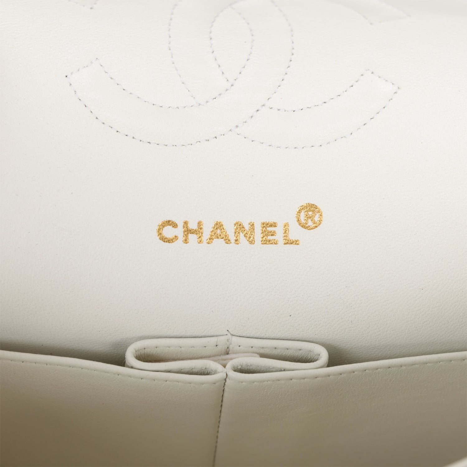 Vintage Chanel Medium Classic Double Flap Bag White Lambskin Gold Hardware