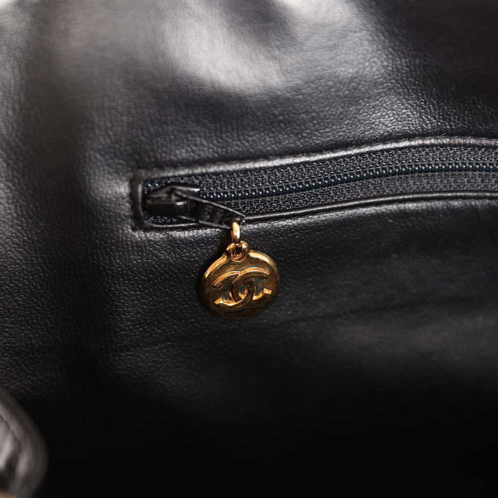 Vintage Chanel Timeless CC Dome Tote Black Lambskin Gold Hardware