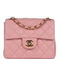 Vintage Chanel Mini Square Flap Light Pink Lambskin Gold Hardware
