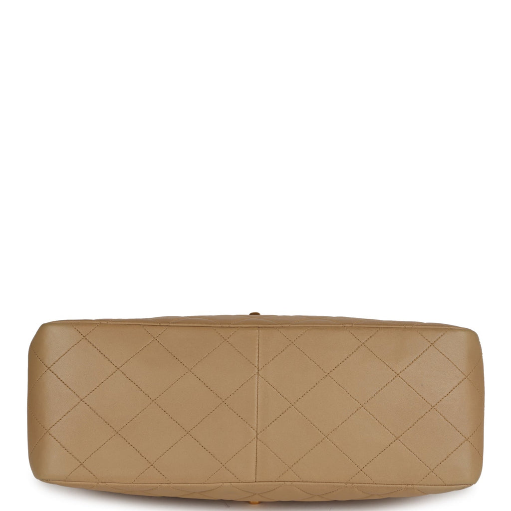 Vintage Chanel Double Sided Flap Bag Taupe Lambskin Gold Hardware