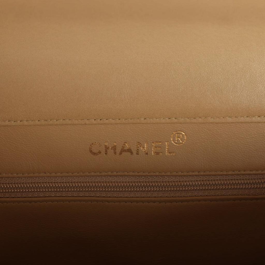 Vintage Chanel Double Sided Flap Bag Taupe Lambskin Gold Hardware