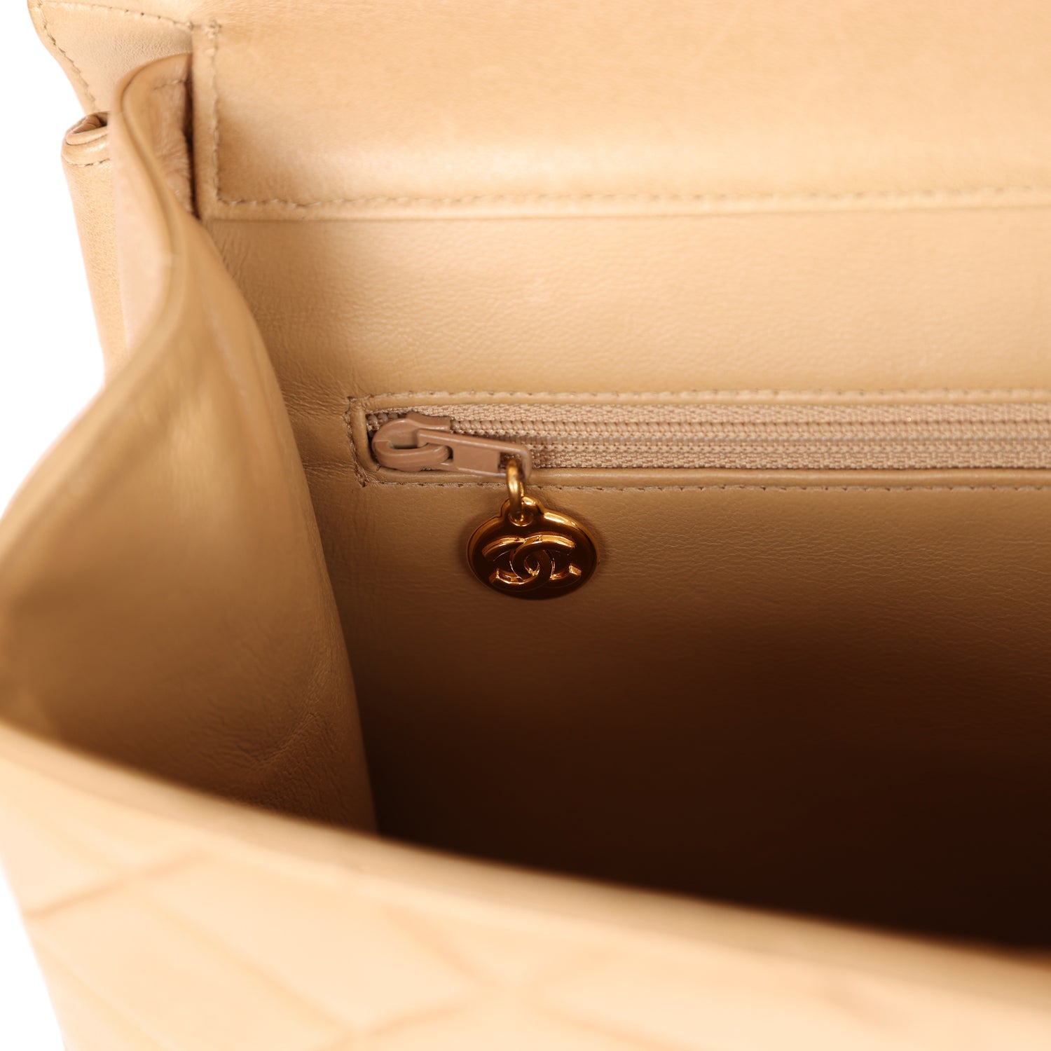 Vintage Chanel Double Sided Flap Bag Taupe Lambskin Gold Hardware