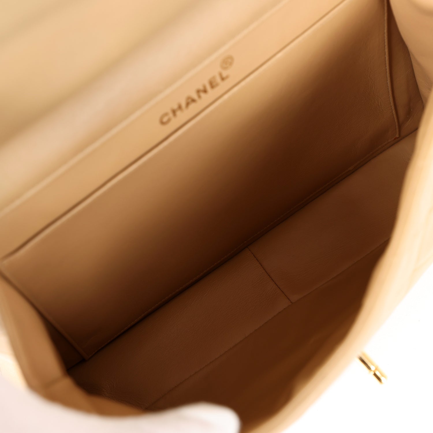 Vintage Chanel Double Sided Flap Bag Taupe Lambskin Gold Hardware