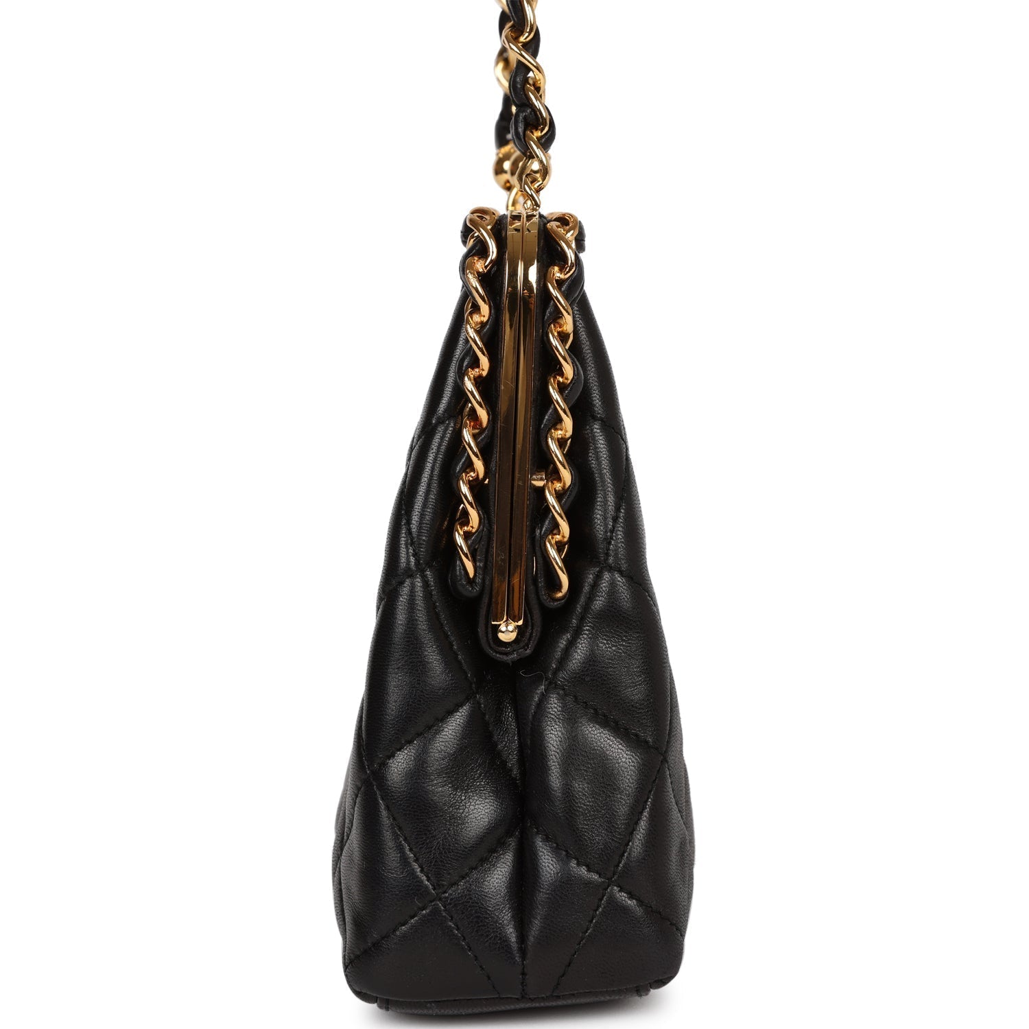 Vintage Chanel Frame Bag Black Lambskin Gold Hardware