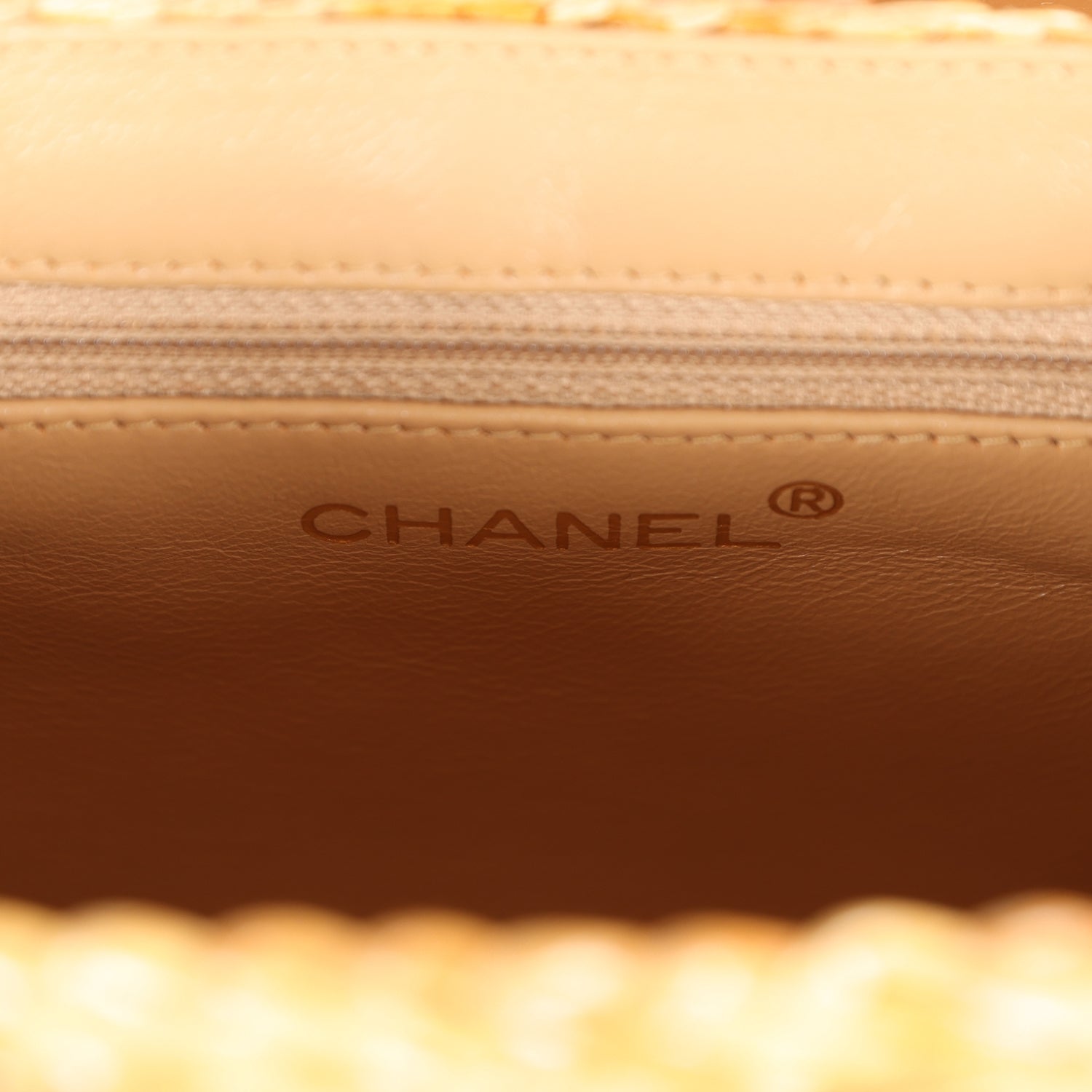 Vintage Chanel Basket Bag Beige Lambskin and Rattan Wicker Gold Hardware