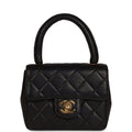 Vintage Chanel Micro Kelly Child Flap Bag Black Lambskin Gold Hardware