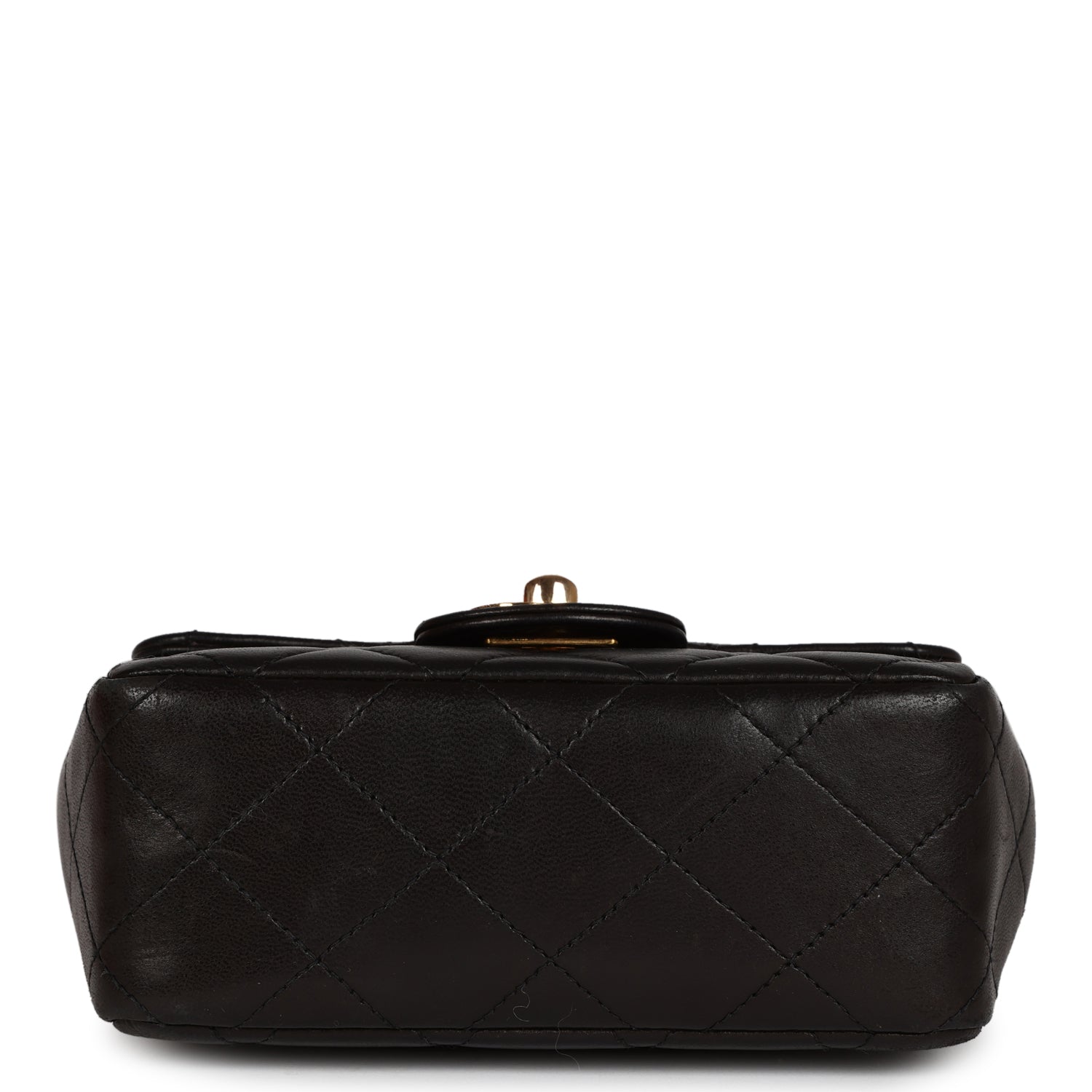 Vintage Chanel Micro Kelly Child Flap Bag Black Lambskin Gold Hardware