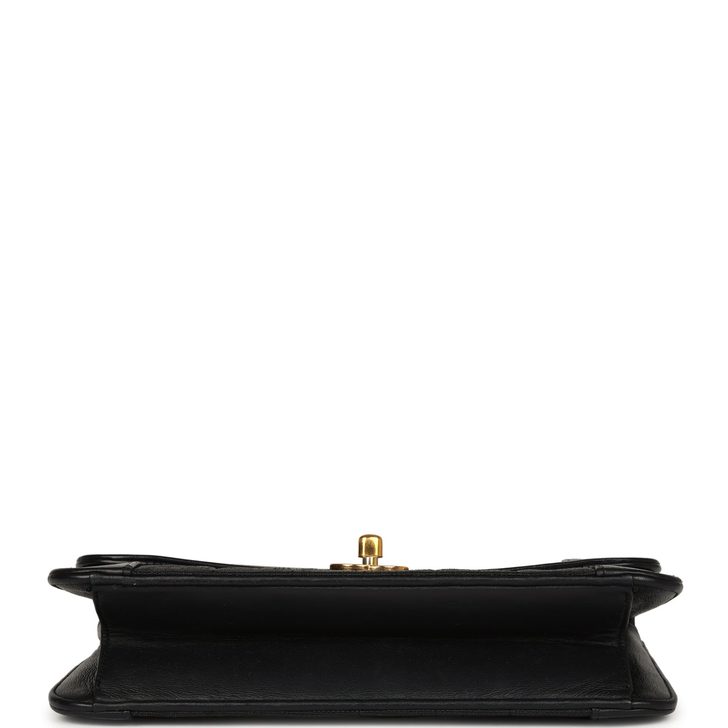 Vintage Chanel Vertical Border Flap Bag Black Linen and Lambskin Gold Hardware