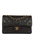 Vintage Chanel Small Classic Flap Black Lambskin Gold Hardware