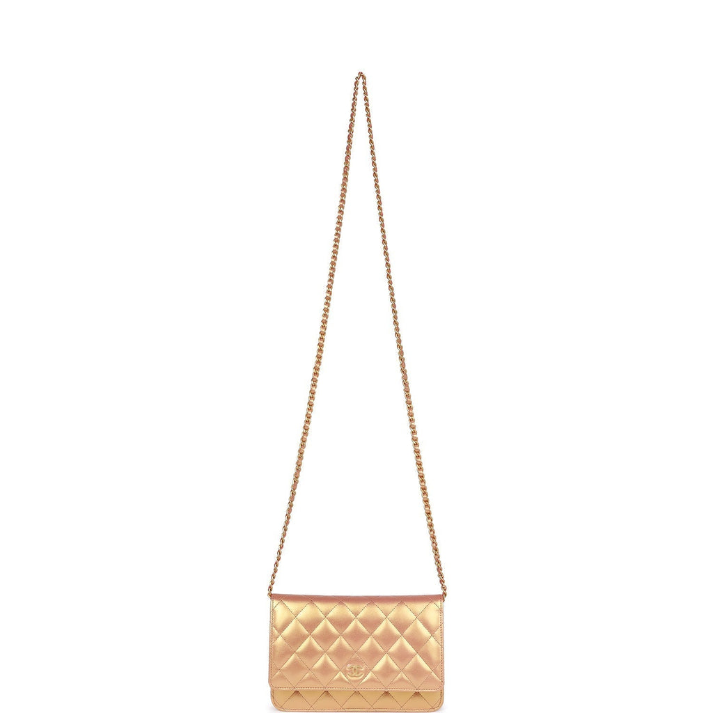 Chanel Wallet on Chain WOC Gold Metallic Calfskin Antique Gold Hardware